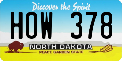 ND license plate HOW378