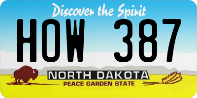 ND license plate HOW387