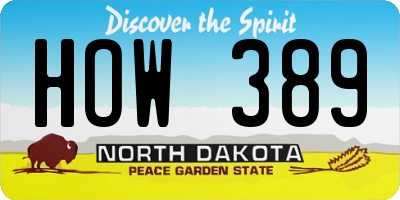 ND license plate HOW389