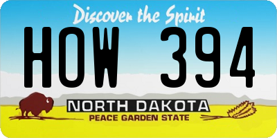 ND license plate HOW394
