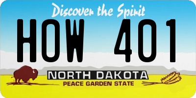 ND license plate HOW401