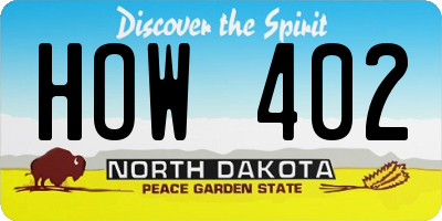 ND license plate HOW402
