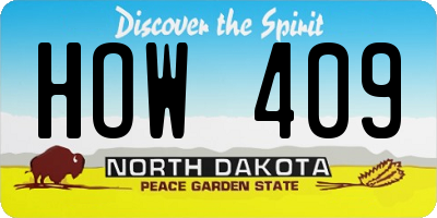 ND license plate HOW409