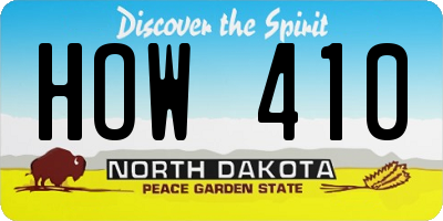 ND license plate HOW410