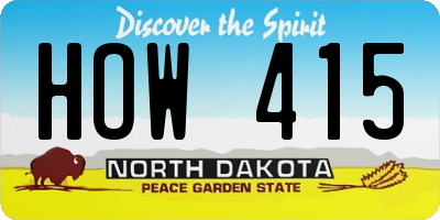 ND license plate HOW415