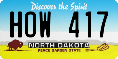 ND license plate HOW417