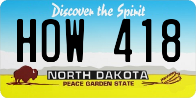 ND license plate HOW418