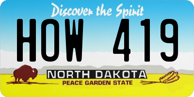 ND license plate HOW419