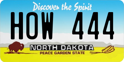 ND license plate HOW444