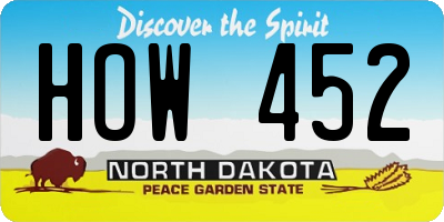 ND license plate HOW452