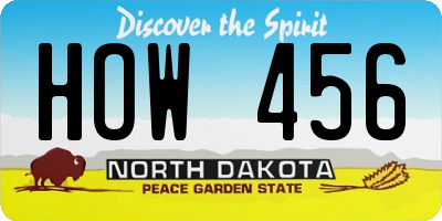 ND license plate HOW456