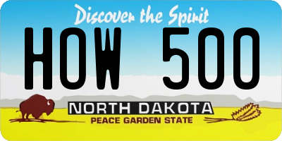 ND license plate HOW500