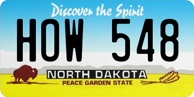 ND license plate HOW548