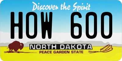 ND license plate HOW600