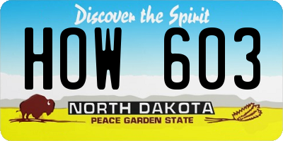 ND license plate HOW603