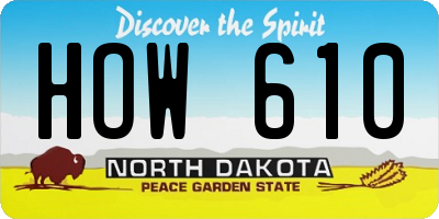 ND license plate HOW610