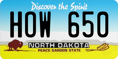 ND license plate HOW650
