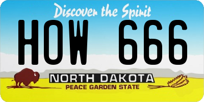 ND license plate HOW666