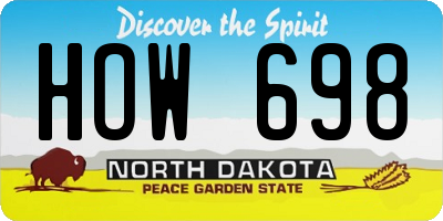 ND license plate HOW698