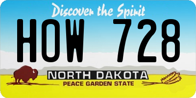 ND license plate HOW728