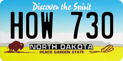 ND license plate HOW730