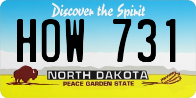 ND license plate HOW731