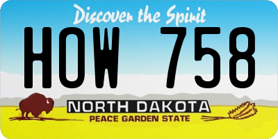 ND license plate HOW758