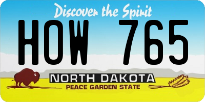 ND license plate HOW765