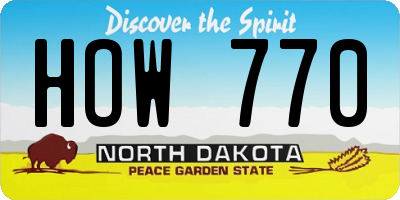 ND license plate HOW770
