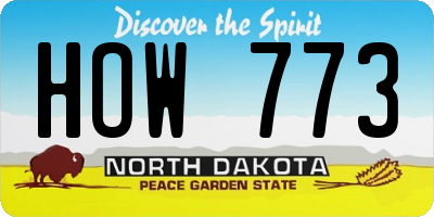ND license plate HOW773
