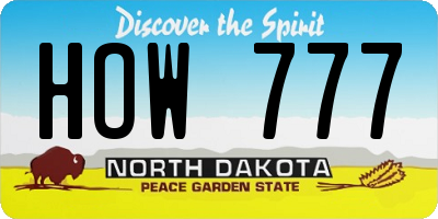 ND license plate HOW777