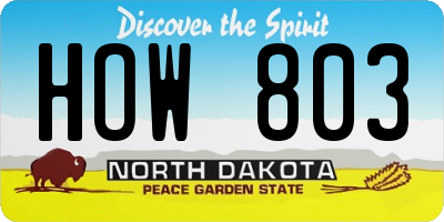 ND license plate HOW803