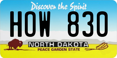 ND license plate HOW830
