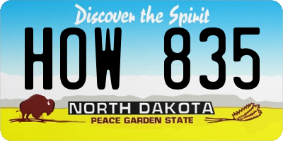 ND license plate HOW835