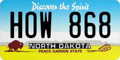 ND license plate HOW868