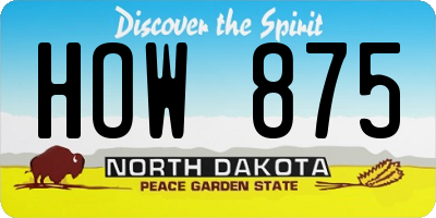 ND license plate HOW875
