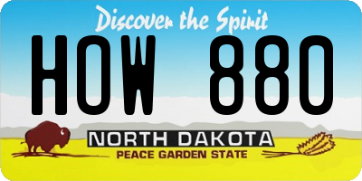 ND license plate HOW880