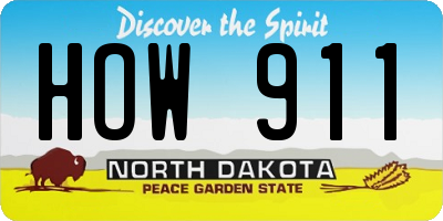 ND license plate HOW911
