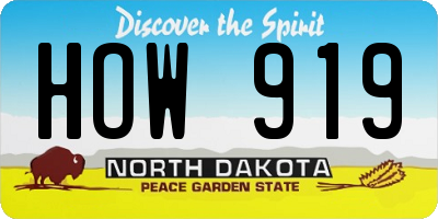 ND license plate HOW919