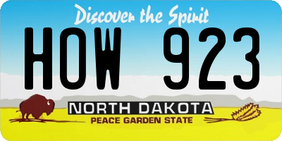 ND license plate HOW923