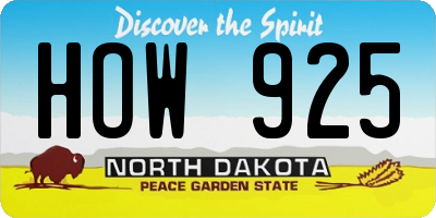 ND license plate HOW925