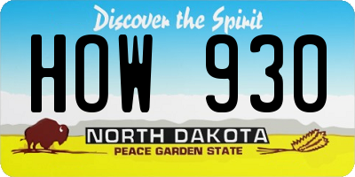 ND license plate HOW930
