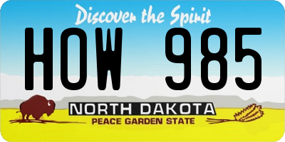 ND license plate HOW985