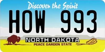 ND license plate HOW993