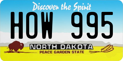 ND license plate HOW995