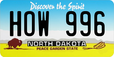 ND license plate HOW996