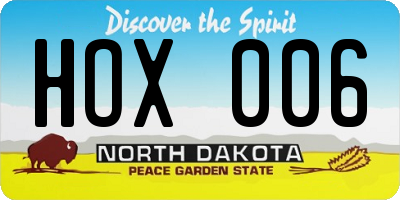 ND license plate HOX006