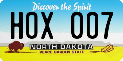ND license plate HOX007