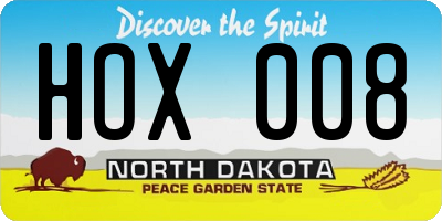 ND license plate HOX008