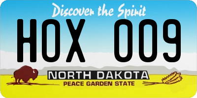ND license plate HOX009
